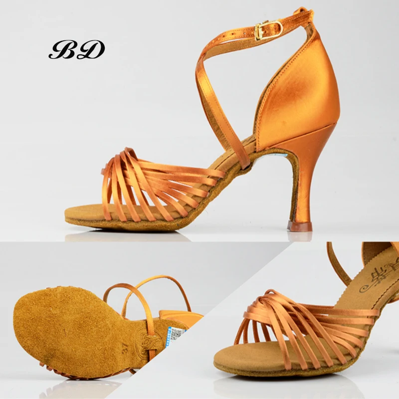 Woman Shoe Top Dance Shoes Ballroom Women Latin Shoes BD 207 Jazz Modern SATIN Girl Sandals Rumba Chaco Cowboy Sweat Insole HOT