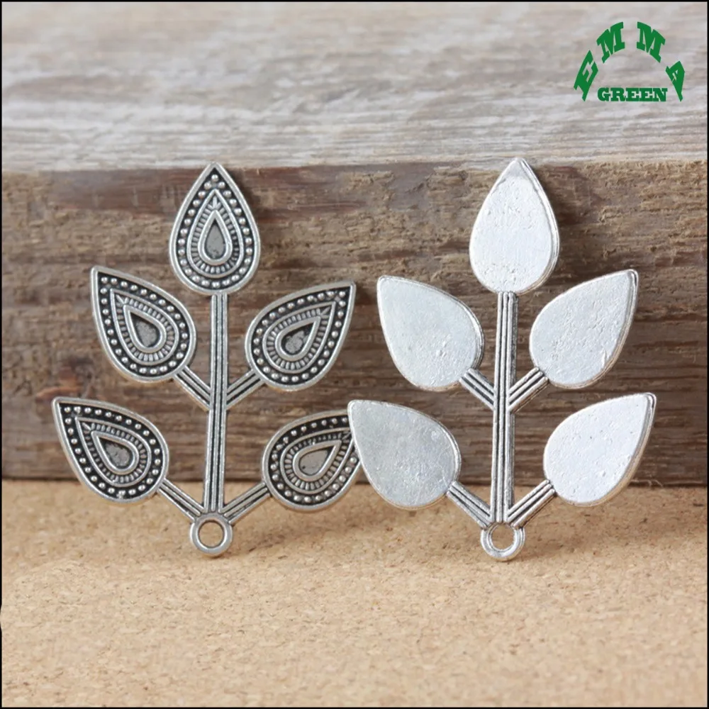 

Various Antique Silver Tone Vintage Handmade Large Hollow Tree Leaf Charms Pendants Gifts For Women Earring Necklace Making