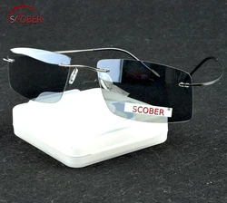 Titanium Alloy Rimless Polarized sunglasses Super light Men NV Driving mirror Sunglasses designer SPORT sun glasses