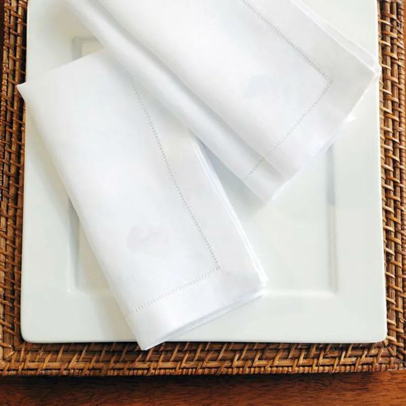 

12 Pieces White Napkins Hemstitched Cocktail Napkin For Party Wedding Table Cloth Linen Napkins Fabric Cotton Dinner Napkin