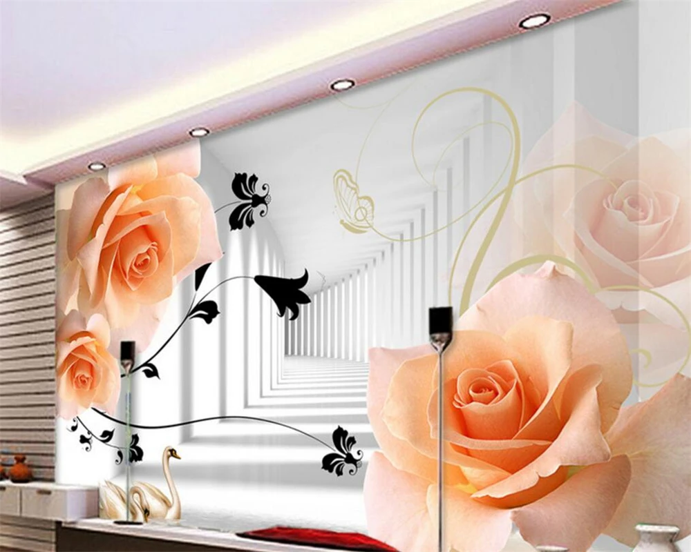 

Large Custom Wallpapers Romantic Rose 3D Stereo Line 3D Living Room TV Background 3d wallpapers papel de parede 3d Beibehang