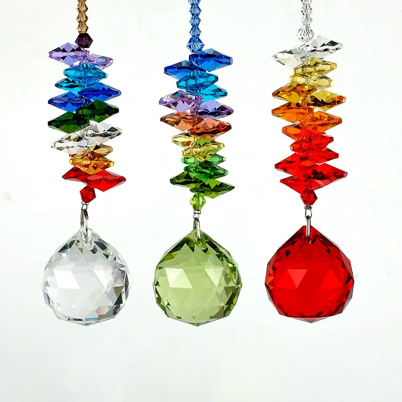 1 pcs 26cm Feng Shui Chandelier Crystals Ball Prism Pendant Rainbow Maker Chakra Cascade Suncatcher Free Shipping!