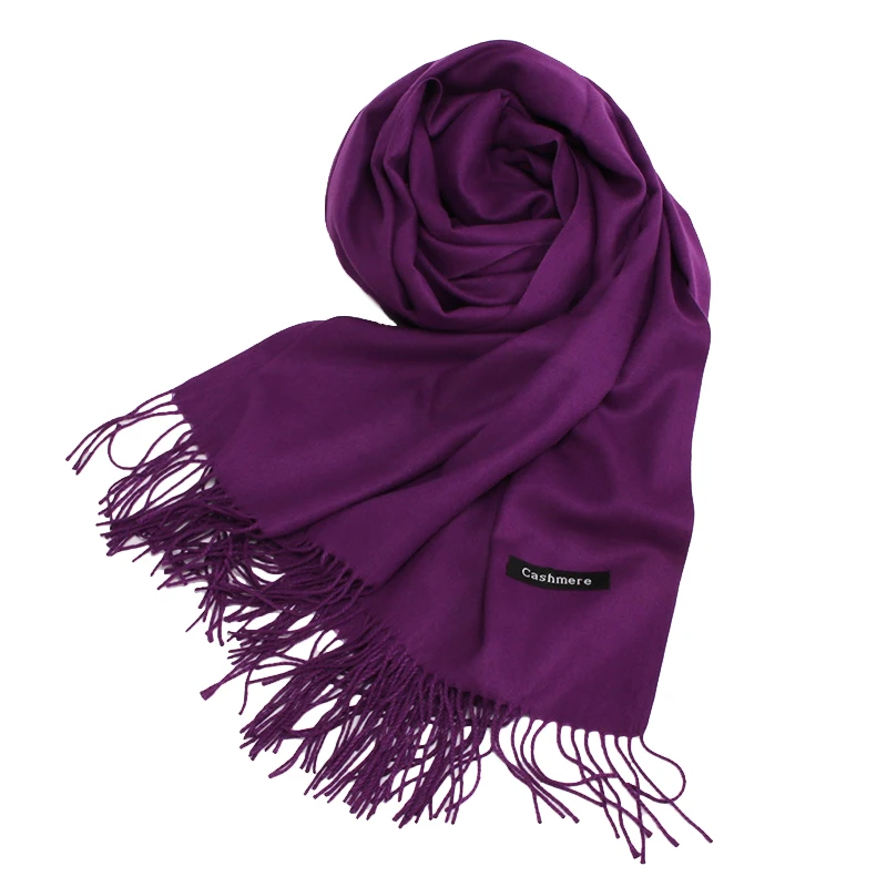 Women purple color cashmere shaw cashmere scarf with tassel lady winter warm scarf high quality female party outdoors big shawl