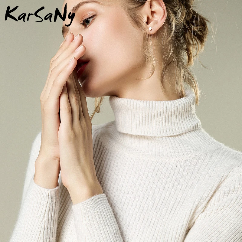 KarSaNy Jumper Women Turtleneck Sweater Knitwear Thick Winter Women\'s Turtleneck Pullover Sweater Yellow Sweaters Female 2019