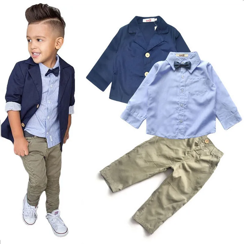 

2021 Children Clothing Baby Boys Spring Autumn Formal Clothing Set Kids Casual Clothing Suit Coat+Shirt+Pants 3 Pieces 2-8T