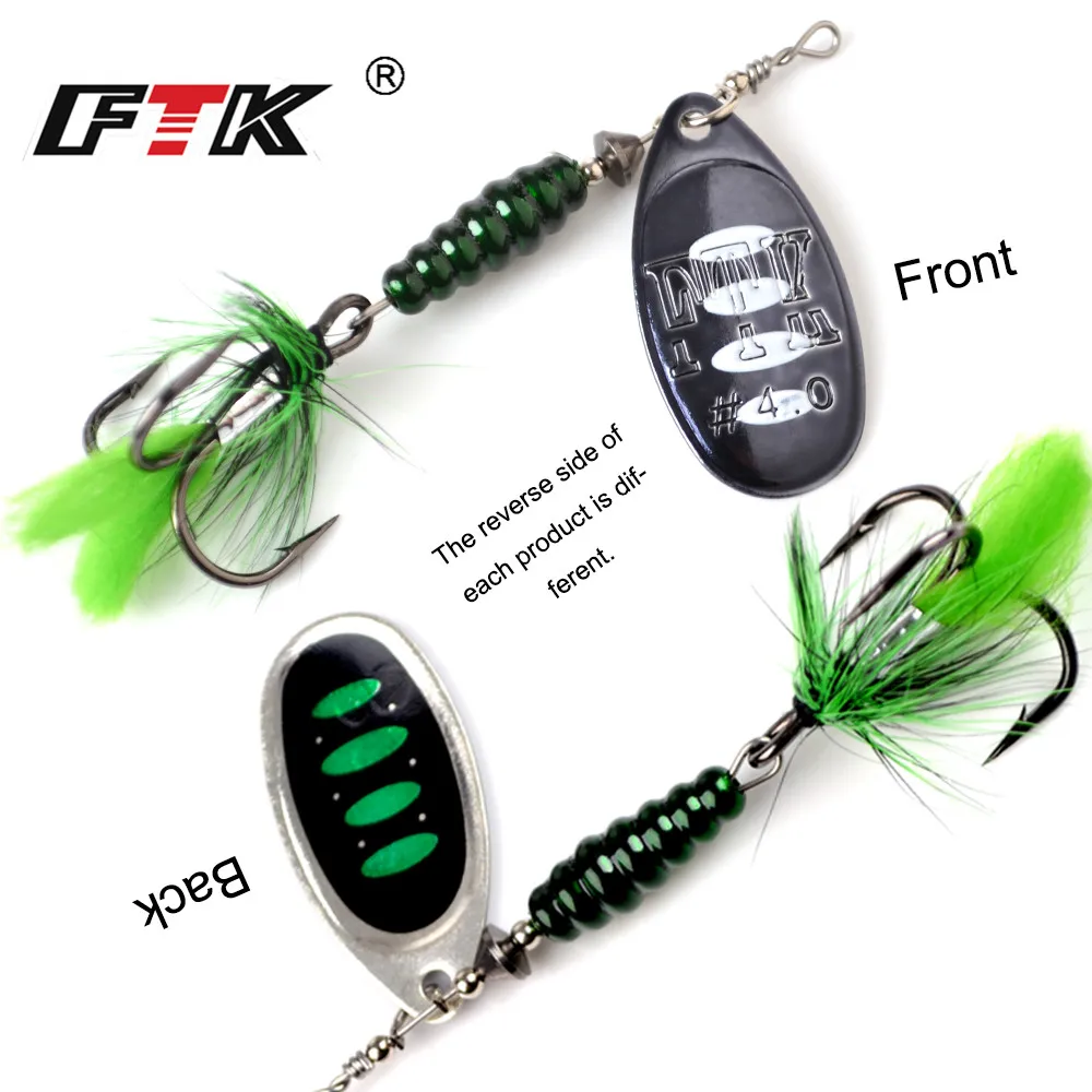FTK Fishing Lure Spinner Bait 10 Colors Size 3# 4# 5# Weight 8g 13g 15g bass bait With Feather Treble Hooks Wobblers Tackle