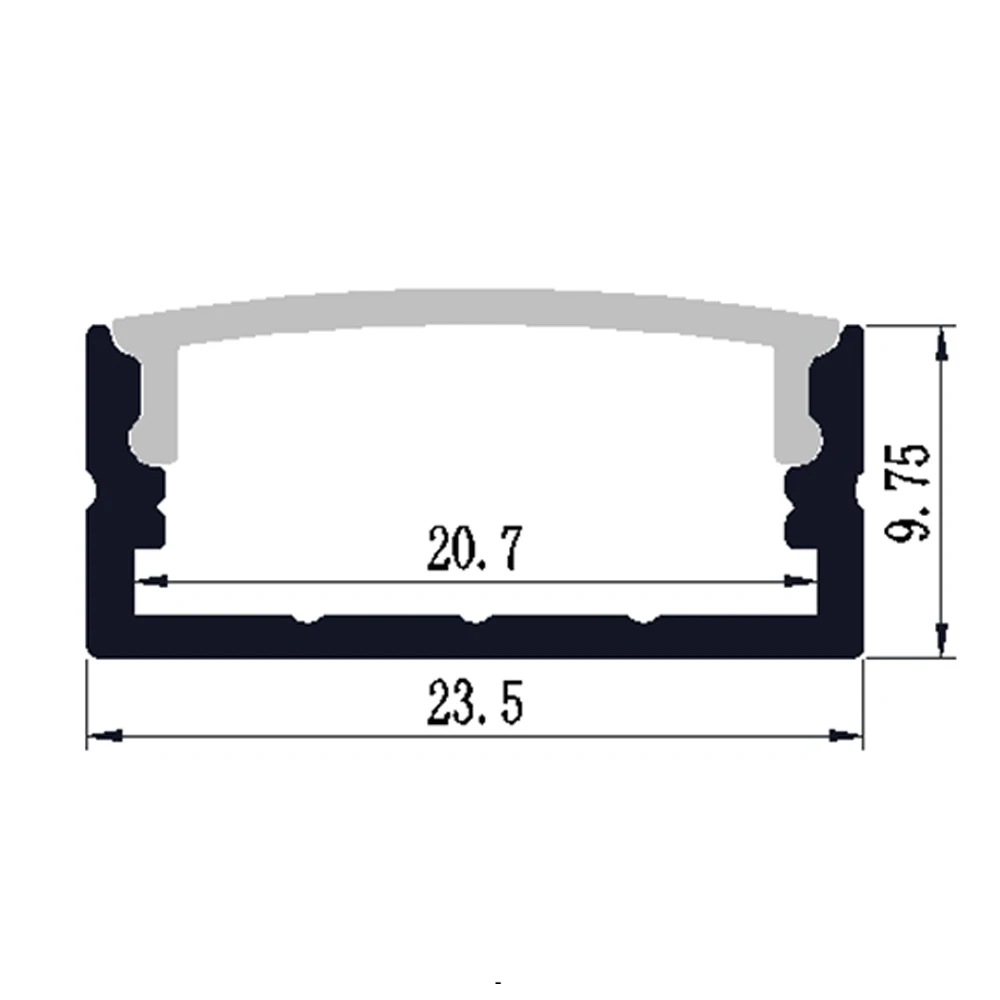 aluminum led profile for led strips 10-22mm frosted milk white / clear transparent pc cover