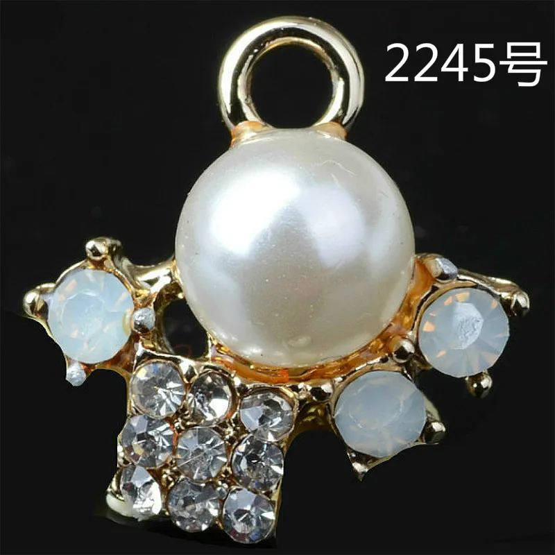 

50PCS 17mm Gold Tone New Crystal with Imitation Pearl Flower Charms Jewelry Findings fit Bracelet Necklace Handmade Craft