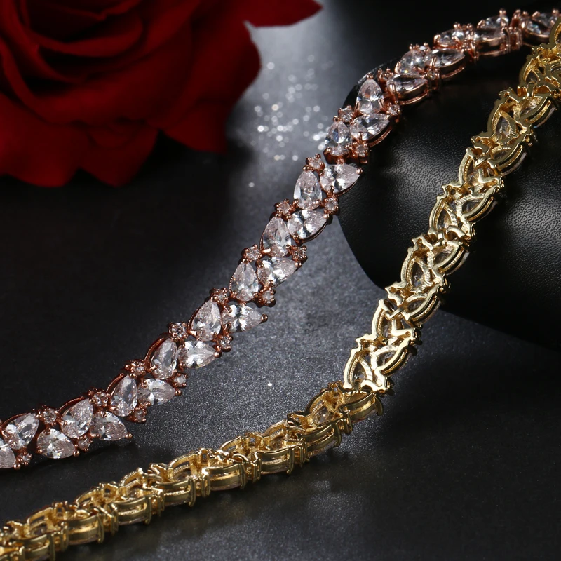 EMMAYA New Trendy 2017 Unique Jewelry Rose Gold Color Charm AAA+ CZ Crystal Female Bracelets Bangles For Women