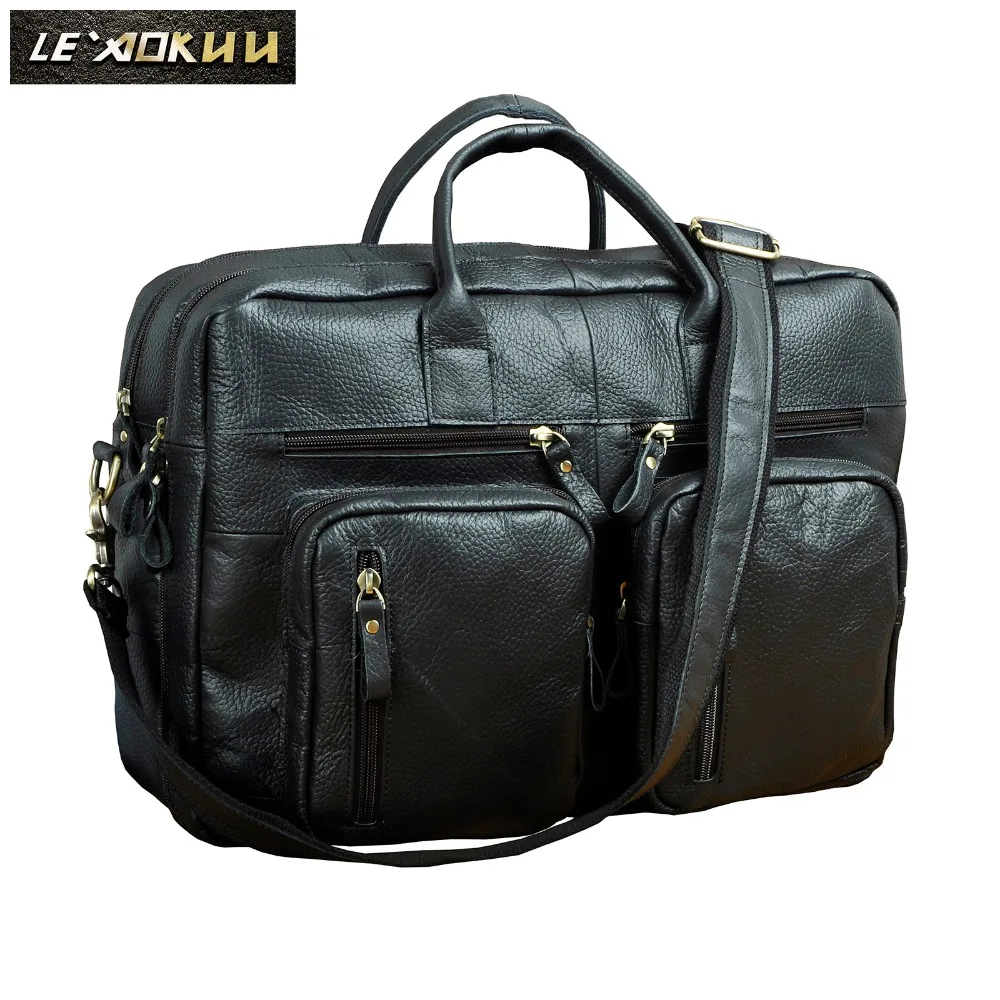 Men Leather Antique Design Business Travel Briefcase Laptop Bag Black Fashion Attache Messenger Bag Tote Portfolio Male k1013b