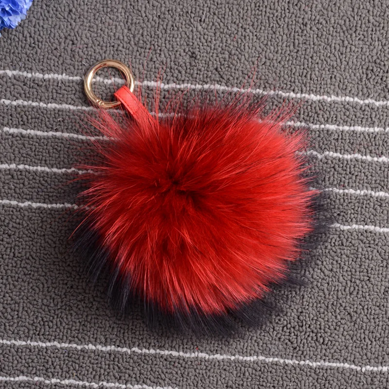 MPPM 100% Real Raccoon Fur Pompom Keychain Accessories Chain Mixed Colors Big Size Ball Bag Accessories Keychain Fur