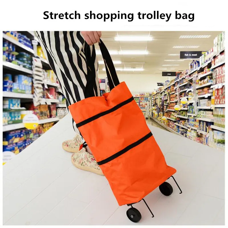 Oxford Doek foldable bag new reusable shopping bag trolley bags on wheels wheels Shopping Bag Cart eco