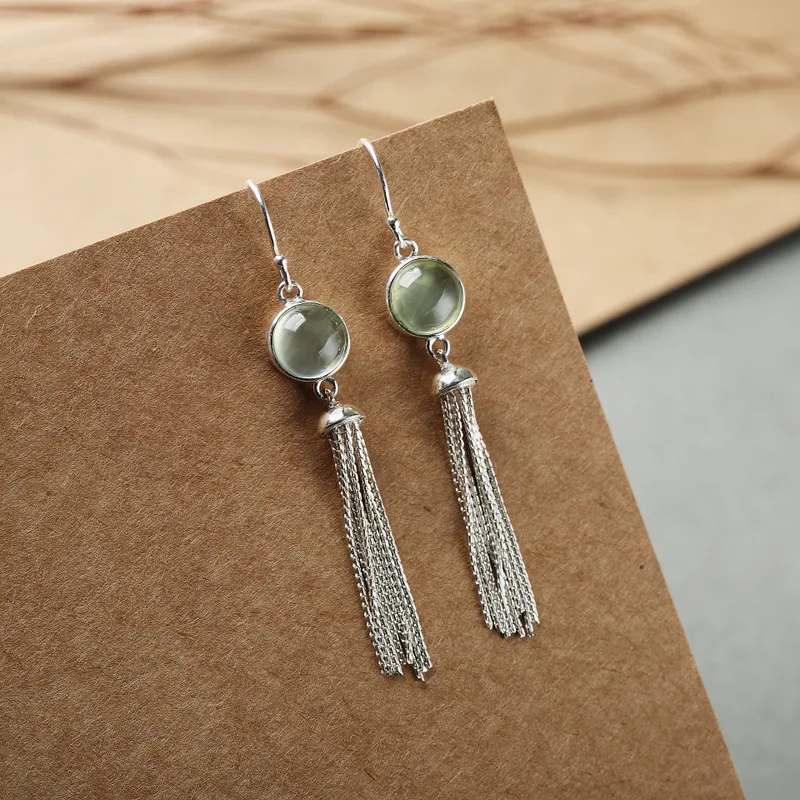 

Серьги-кисточки с инкрустацией из серебра S925 пробы