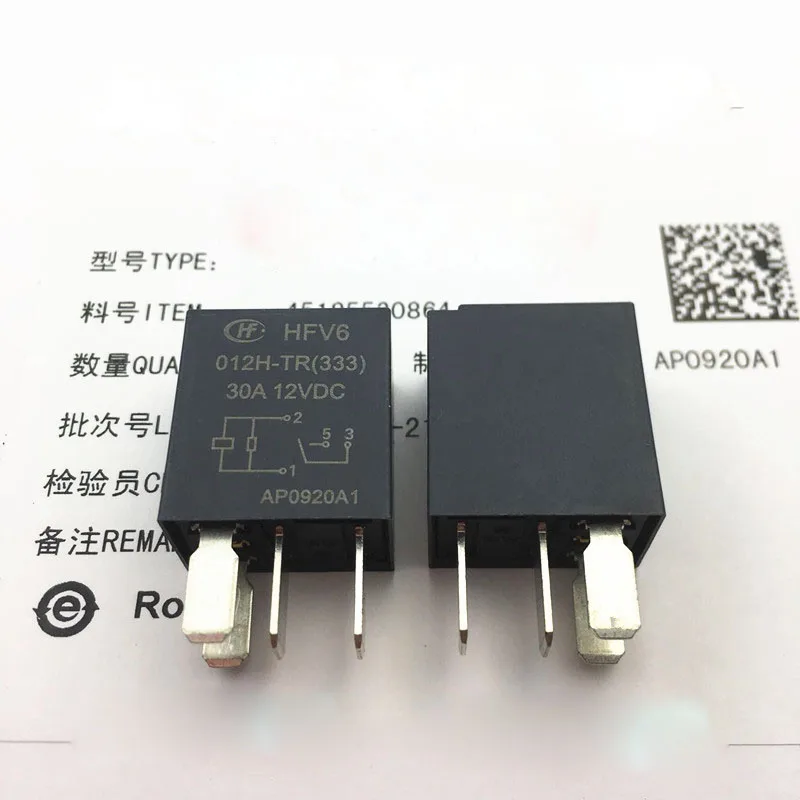 HOT NEW CAR auto 12V relay HFV6 012H-TR HFV6-012H-TR 12VDC DC12V 12V 30A 4PIN