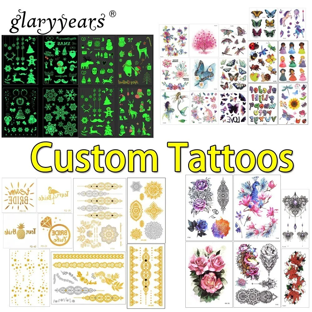 

glaryyears Custom Tattoo Personalized Temporary Tattoo Sticker Waterproof Make Your Own Design