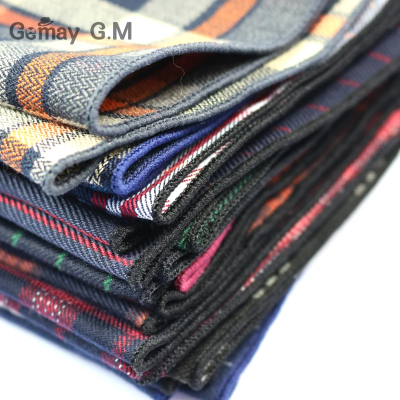 High Quality Cotton Mens Pocket Square Adult Plaid Hankerchief Scarves Vintage Hankies Men\'s Hanky Square Handkerchiefs