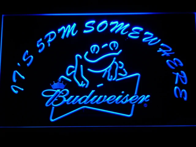 416 It's 5 pm Somewhere budweiser Frog LED Neon Light Signs