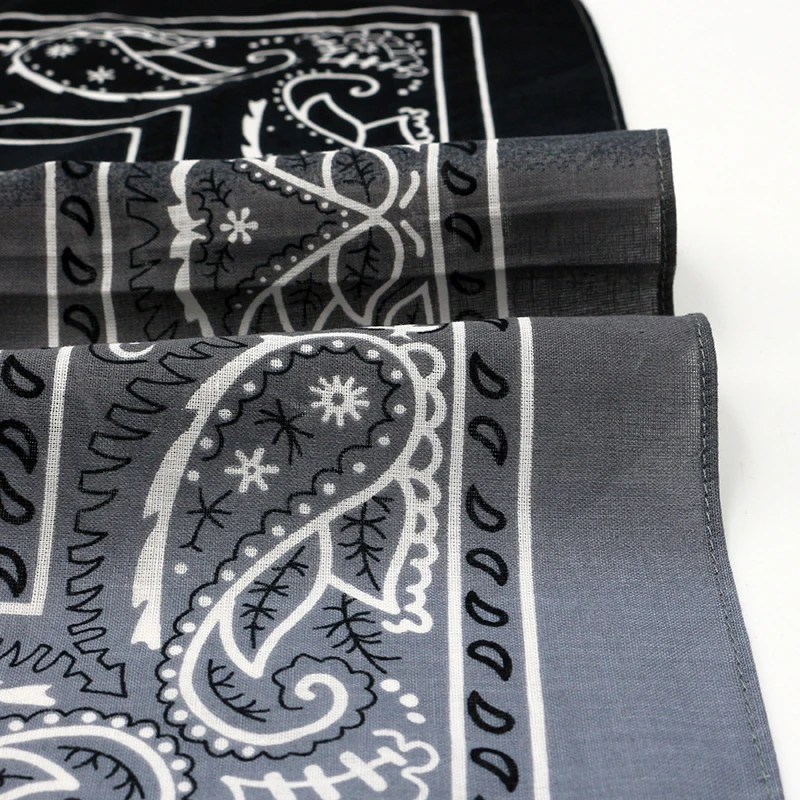 Gradient Gray Paisley Cotton Bandana For Men 55CM*55CM Square Scarf  Headband Neck Scarves Headwear