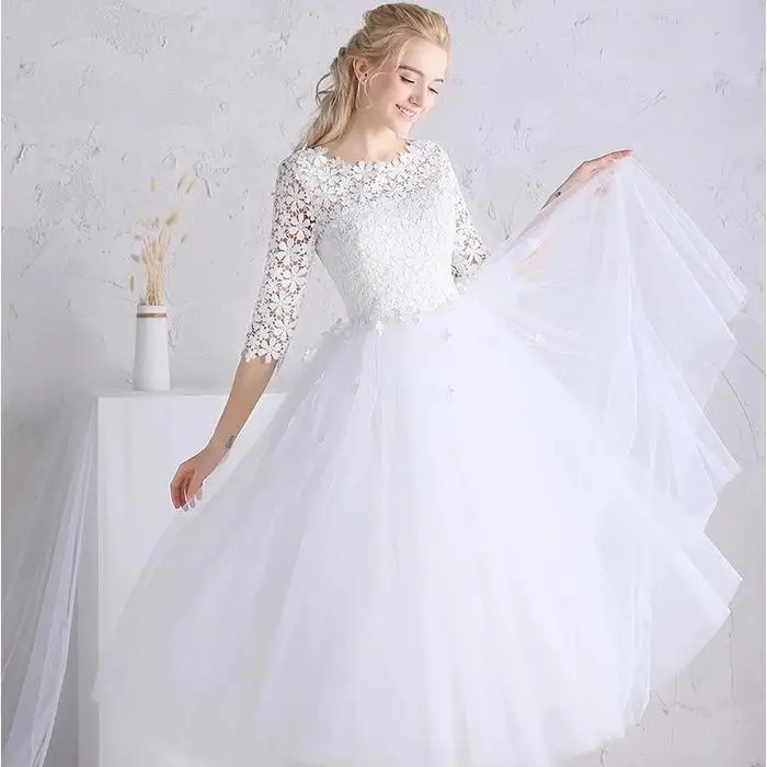 الجمال إميلي قصيرة الأكمام الدانتيل الأبيض مساء فساتين 2019 خط الشاي طول حزب رسمي فساتين Vestido دي noite مخصص