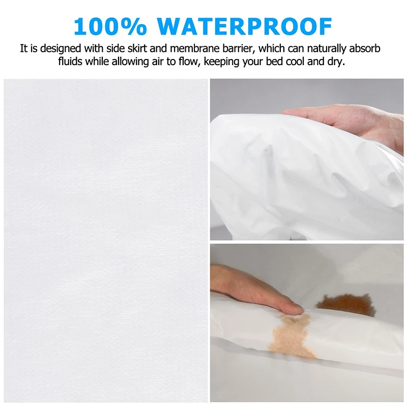 Housse de Protection de matelas lisse et imperméable pour lit, blanc uni, mouillant, respirant, hypoallergénique, housse de Protection personnalisée