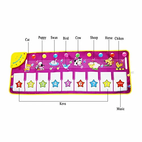 Musical Mat, Baby Early Education Music Piano Keyboard Carpet Animal Blanket Touch Play Safety Learn Singing funny Toy for Kids