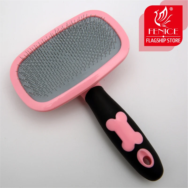 High quality pet grooming comb  soft thin pin massaging beauty 360 degree rotaton anti-slip handle