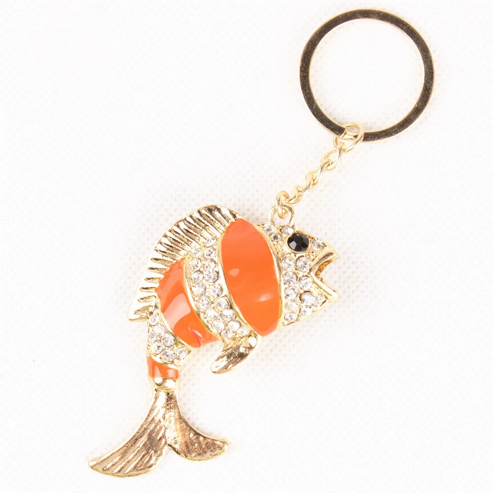 Carp Fish Lovely Cute Crystal Charm Purse Handbag Car Key Keyring Keychain