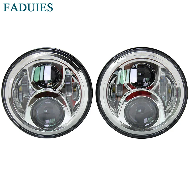 

FADUIES Chrome 7" Inch LED Headlight H4 - H13 High Low Beam For Lada 4x4 urban Niva Jeep Wrangler JK Land rover defender Hummer