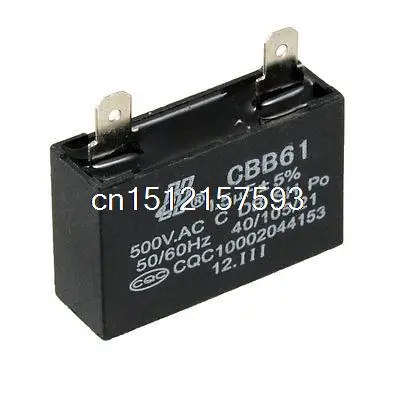 Black CBB61 AC 500V 1.5uF Plastic Shell Motor Run Capacitor