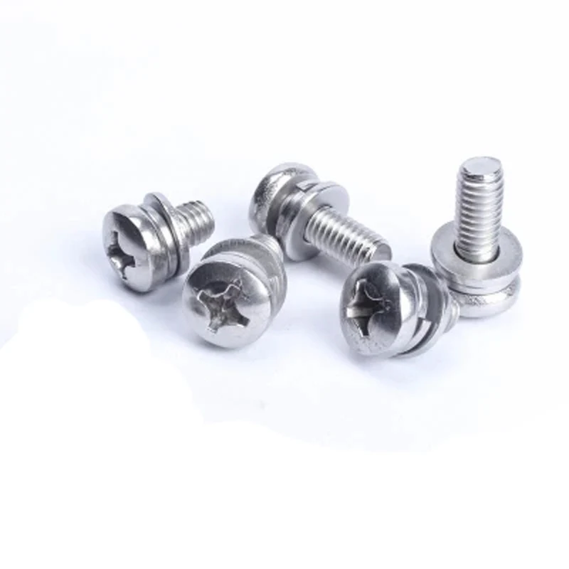 

5pcs M8 Pan heads Phillips combination screw stainless steel GB9074.4 Round head three combinations screws 12mm-60mm Length