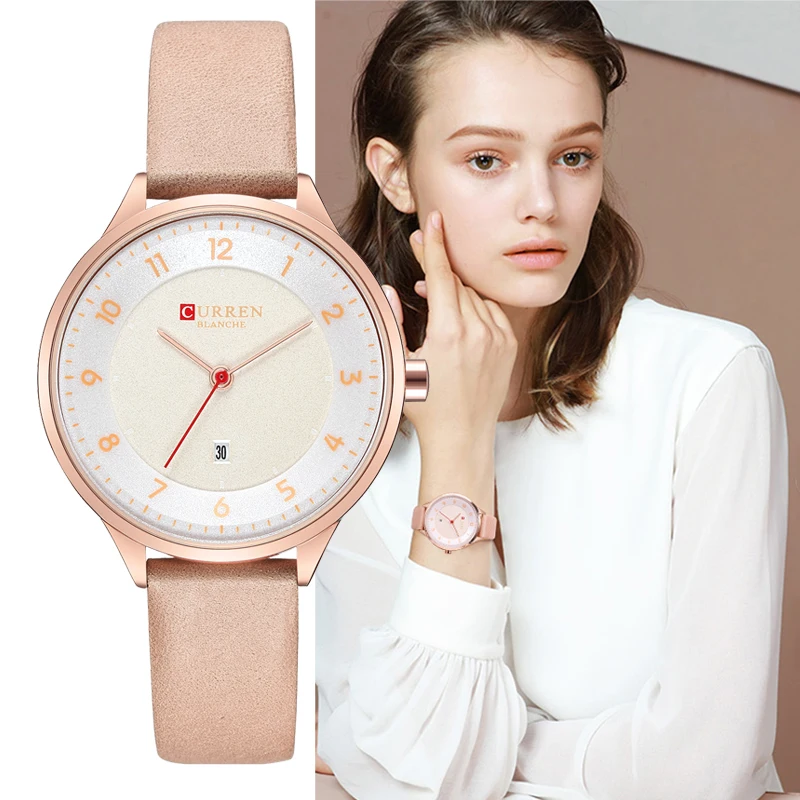 CURREN Luxury Rose Gold Women Watches Fashion Quartz Leather Wristwatches Casual Clock Ladies Wrist Watch New Montre Femme