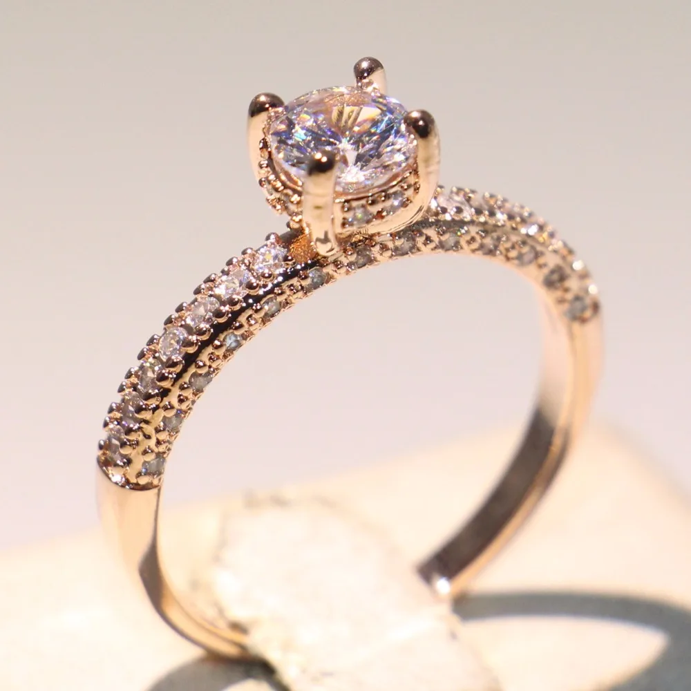 Size 5-10 Top Selling Stunning Cute Luxury Jewelry Infinity 925 Silver&Rose Gold Fill Round Cute AAA Zirconia Pave Crown Ring
