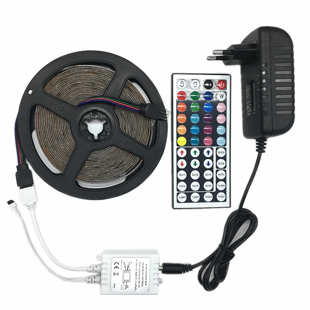 

IP20 / IP65 waterproof RGB LED Strip light DC 12V 5M 10M LED lighting 3528 2835 SMD LED lamp Tape 3A Power Adapter + IR Remoter