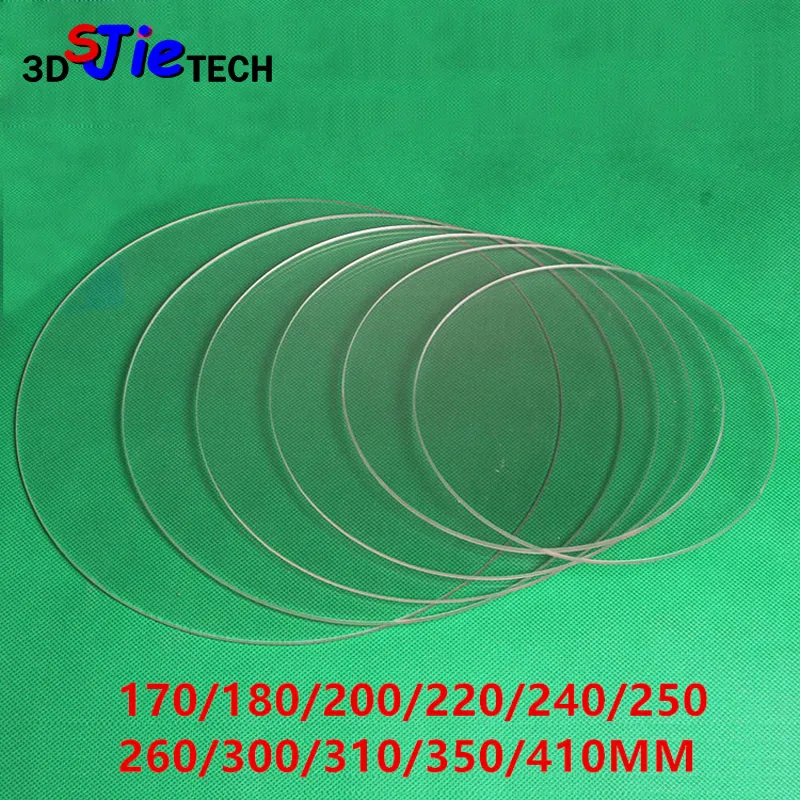 DIY Delta 3D Printer Round 100% borosilicat glass plate 3mm Thickness Diameter 170/180/200/220/240/250 260/300/310/350/410MM