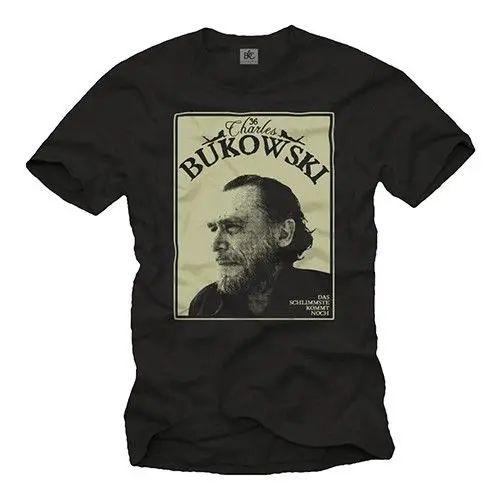 Vintage Men'S T-Shirt with Charles Bukowski - Men'S Cult Writer 2019 New Short Sleeve Men Fashion Round Neck Cotton T Shirt