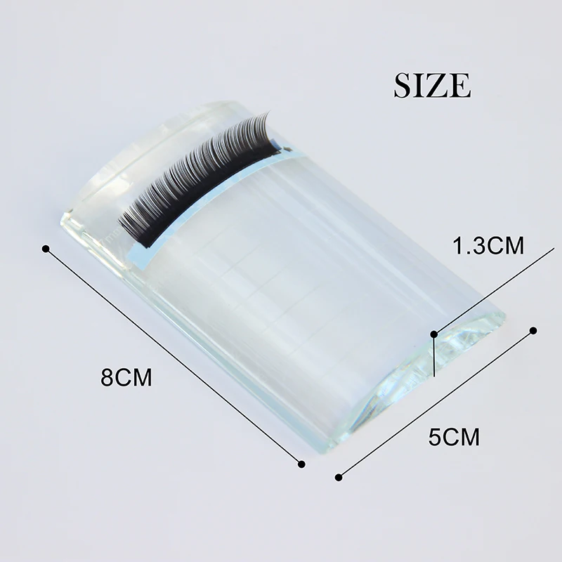 NATUHANA Crystal Glass U Curved Straight Stand False Eyelashe Holder Transparent Glue Tray Eyelash Extension Pallet Makeup Tool