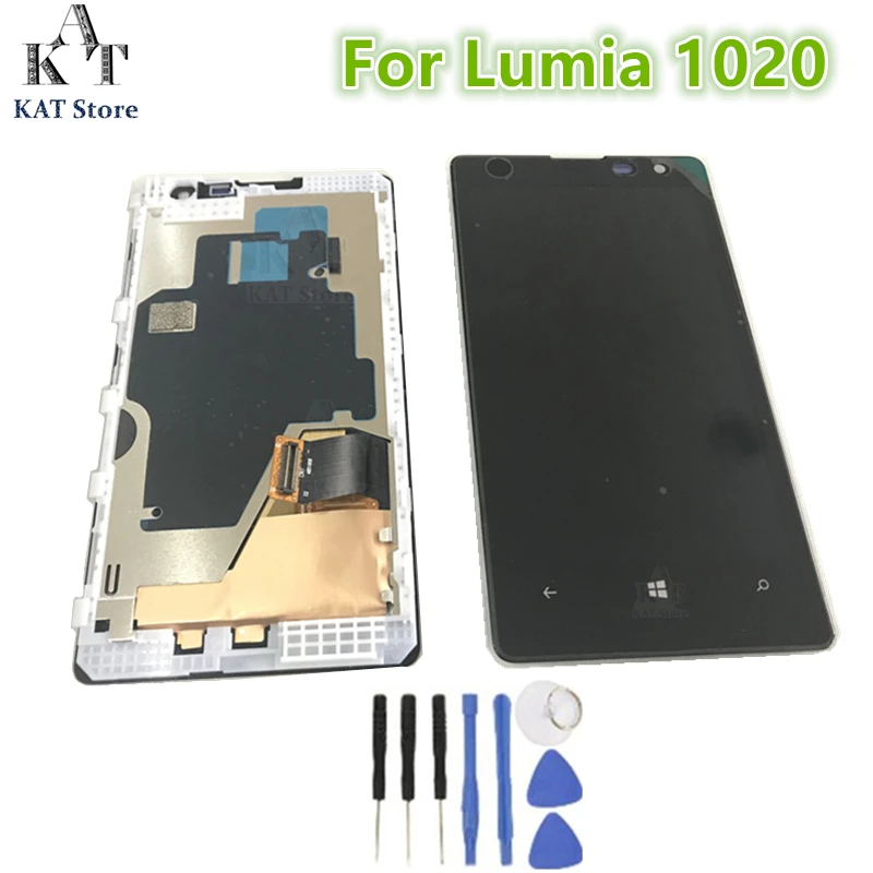 

New 4.5" For Nokia Lumia 1020 RM-875 LCD Display Touch Screen Digitizer Assembly Frame Replacement Parts + Tools 1Pcs