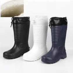 EXCARGO-Botas de neve longas impermeáveis para homens, borracha, mais veludo, botas de chuva EVA quentes, sapatos leves e antiderrapantes, inverno