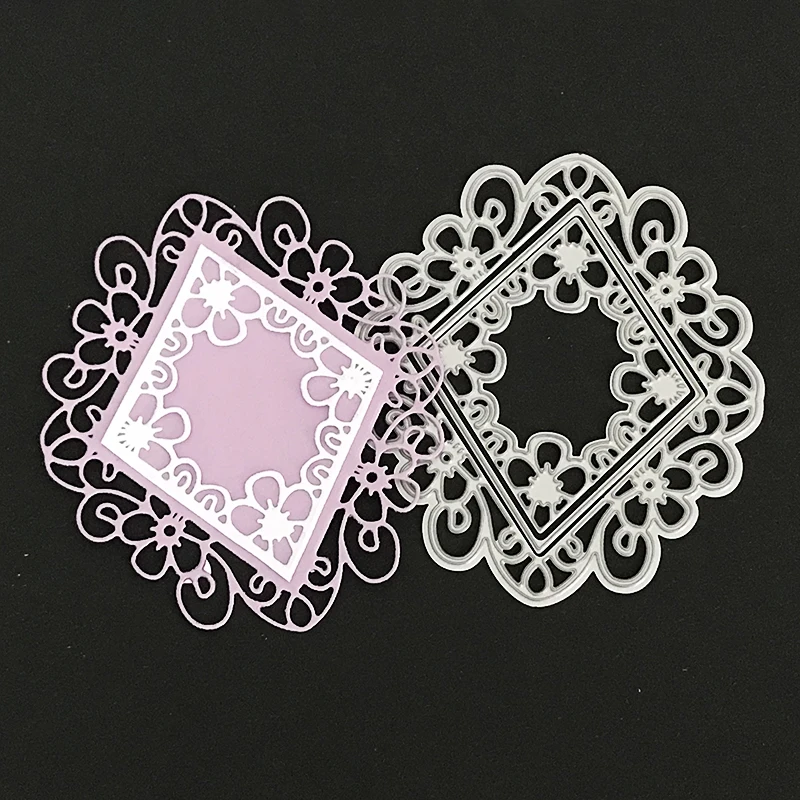 Diamond Lace Frame Metal Cutting Dies Scrapbooking Crafts Die Cuts for Card Making Photo Decorative Embossing