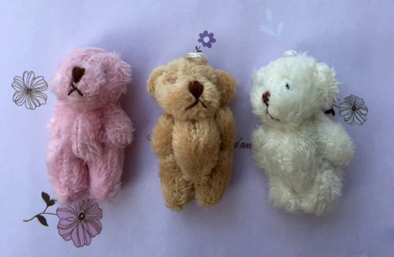 

5cm Little accessories plush toys Stuffed Bear toy 3Colors Choice Cute Mini Decor Joint Bear Plush Toy Doll J0010