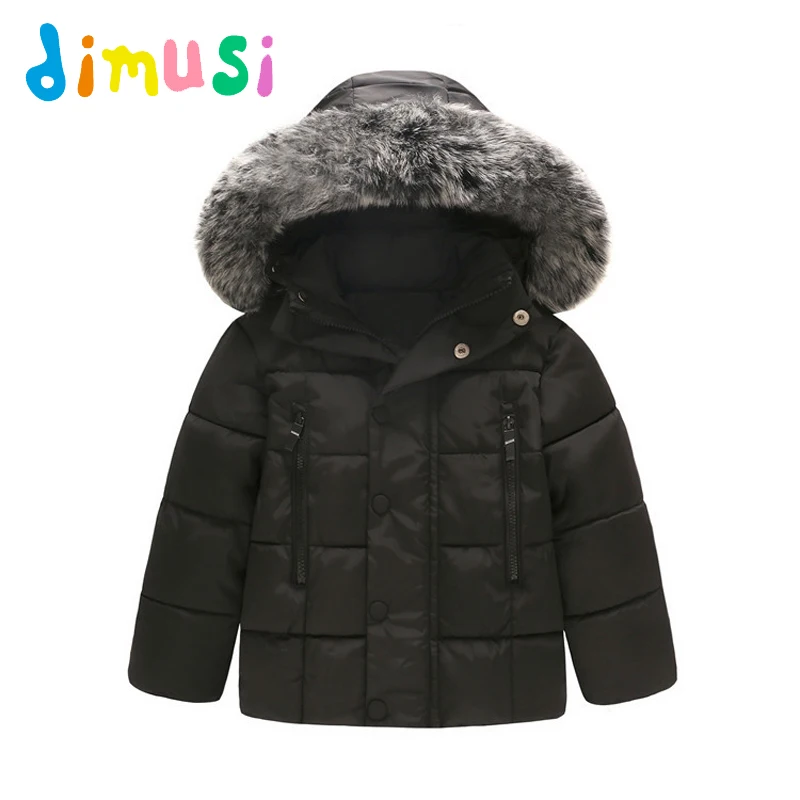 DIMUSI Winter Boy's Padded Warm Jackets Children Kids Fleece Thick Hooded Parkas Outerwear Girls Windbreaker Coats Clothing 8Y