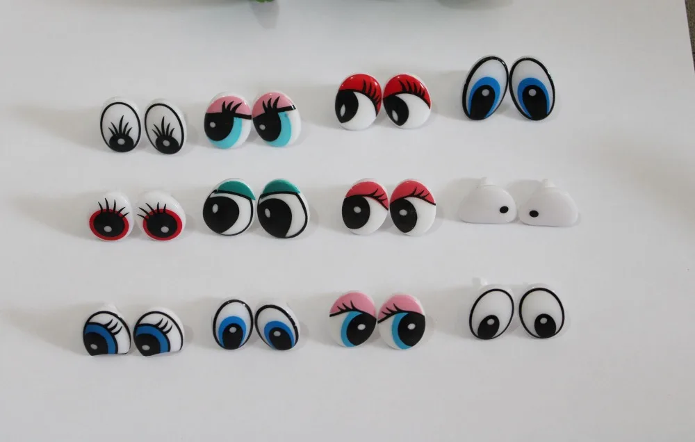 60 Stück/Box 15 verschiedene Stile Cartoon-Sicherheitsaugen aus Kunststoff mit weicher Unterlegscheibe für DIY-Plüschtier-Bastelbedarf – Detail 8