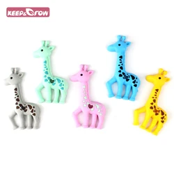 KEEP&GROW 1pcs Giraffe Silicone Teethers rodent  Infant Necklace Bracelet Mordedor Baby Gift Pendant DIY Pacifier Chain Toy BPA