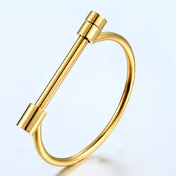 Fashion Shackle Screw Bracelet Cuff Gold Colour Bangle Stainless Steel Bangles Bracelets For Women Love woman Bracelet Wholesal