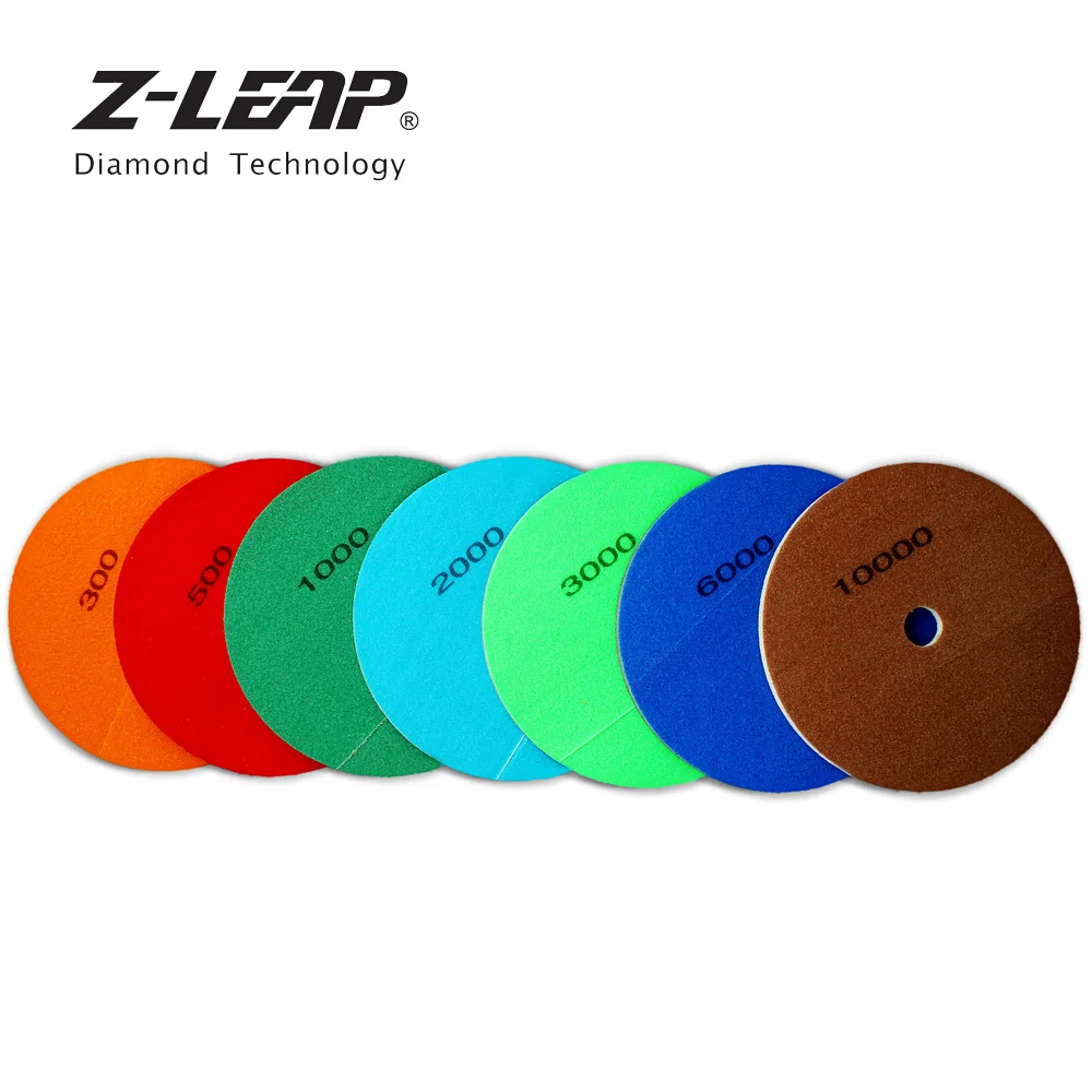 Z-LEAP 1PC 10 "แผ่นขัดเพชรหินแกรนิตหินอ่อนประดิษฐ์ฟองน้ําแผ่นบดเปียกใช้เครื่องบดมุม Buffing ล้อ