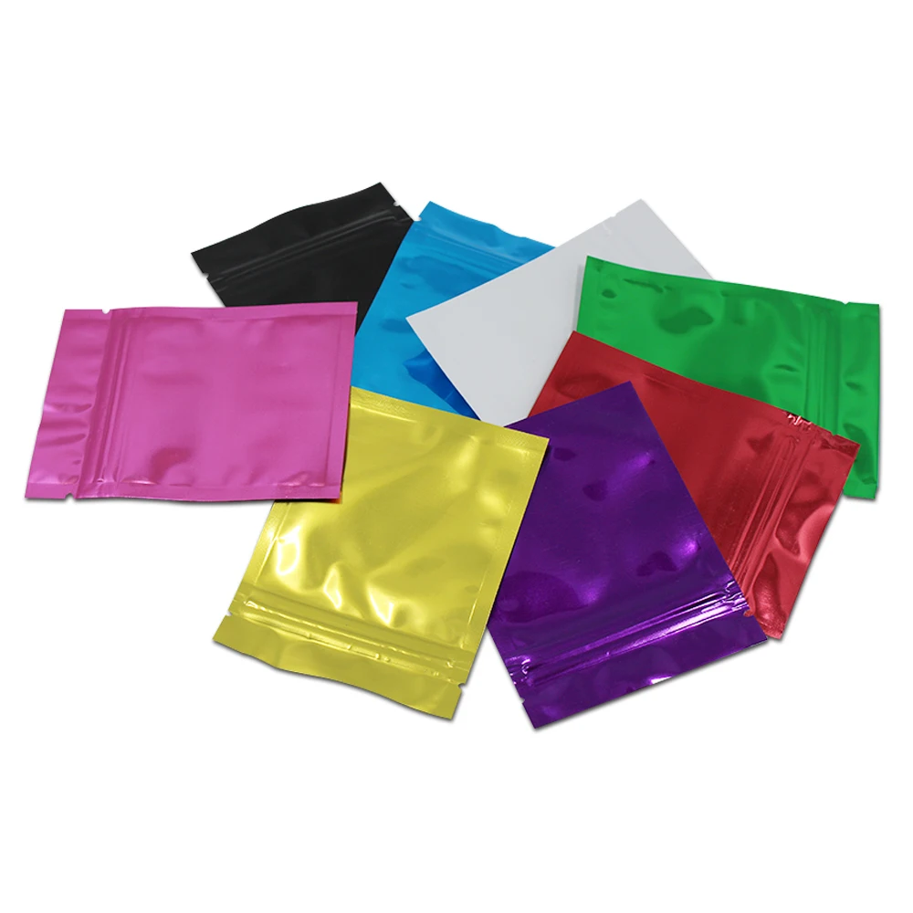 200Pcs (8.5x13cm) Colourful Aluminum Foil Food Packaging Zip Lock Bag Mylar Foil Ziplock Packing Pouch For Dried Flower Beans