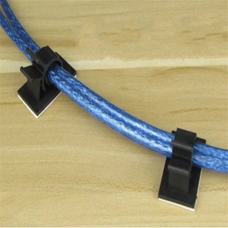 10Pcs Diameter 13-16mm Cable Clips Self-Adhesive Cord Management Black Wire Holder Organizer Clamp Plastic Line Cable Clips