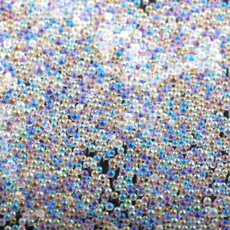 1 Box(10Grams) 0.6-0.8-1MM Caviar Beads Clear AB Micro Crystal Ball No Hole DIY Charm 3D Nail Art Rhinestones Decoration PLA-06#