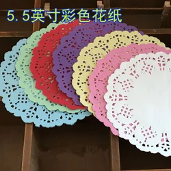 5.5inch colorful Paper Doilies hollowed lace table mats for baking and cake accessorieslace placemats 100pcs/lot