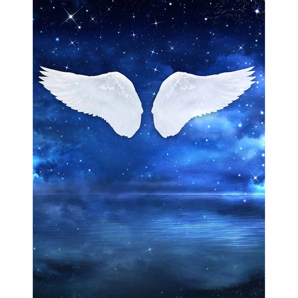 Allenjoy Крылья Ангела на Голубое блестящее небо фон озеро звезды Сказочная страна чудес фонд для фотографии ребенка